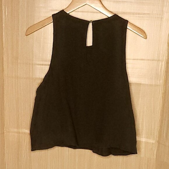 Zara Women's Sleeveless Green Grey Cropped Top Neck Detail Small - Picture 2 of 6